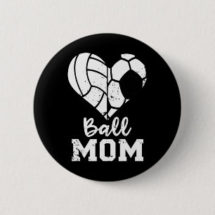 Ll Mom Heart Funny Soccer Volleyll Mom 2 Inch Round Button