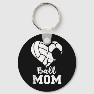 Ll Mom Heart Funny Soccer Volleyll Mom Keychain