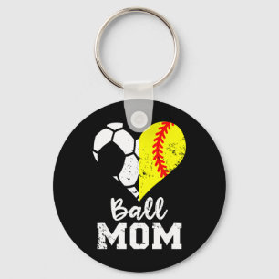 Ll Mom Heart Funny Softll Soccer Mom Keychain