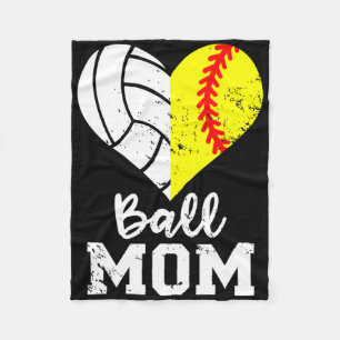 Ll Mom Heart Funny Softll Volleyll Mom Fleece Blanket