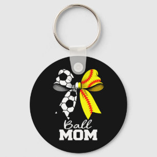 Ll Mom Soccer Softll Mom Coquette Bow Funny Game D Keychain