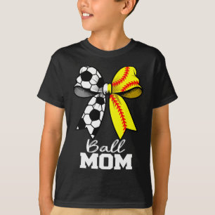 Ll Mom Soccer Softll Mom Coquette Bow Funny Game D T-Shirt