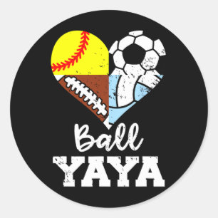 Ll Yaya Soccer Footll Softll Volleyll Player Yaya  Classic Round Sticker