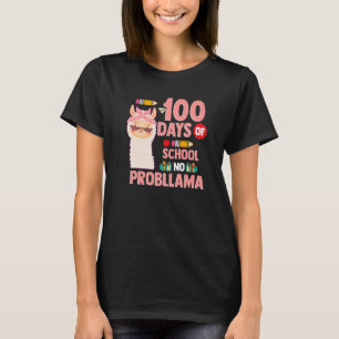 Llama 100 Days of School Gift No Probllama Teacher T-Shirt