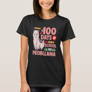 Llama 100 Days Of School Gift No Probllama Teacher T-Shirt