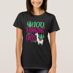 Llama 100 Llamazing Days Of School Cute Girls And T-Shirt