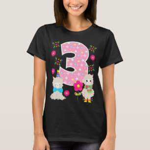 Llama 3rd Birthday 3 Year Old Cute Llama Party Tod T-Shirt