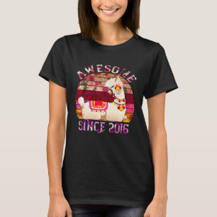 Llama 5 Years Old 5th Birthday Awesome Since 2016  T-Shirt