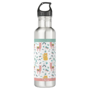 Llama Alapaca Animals Boho Name 710 Ml Water Bottle