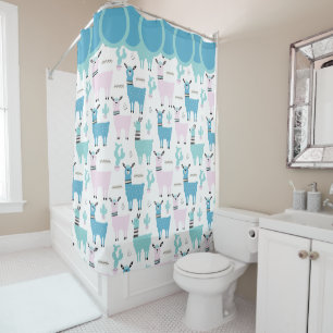 Llama Alapaca Pattern Blue Pink Cute Animals