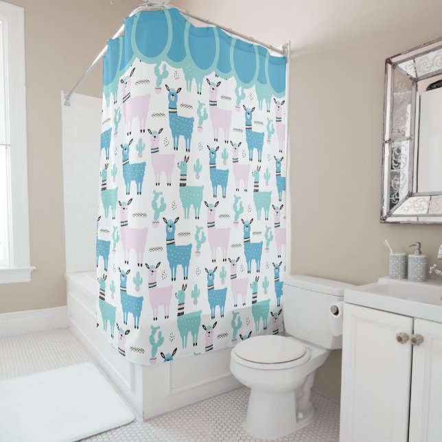 Llama Alapaca Pattern Blue Pink Cute Animals (In Situ)