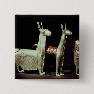 Llama, alpaca and woman 2 inch square button