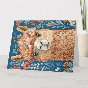 Llama Alpaca Birthday Any Age Folded Greeting Card