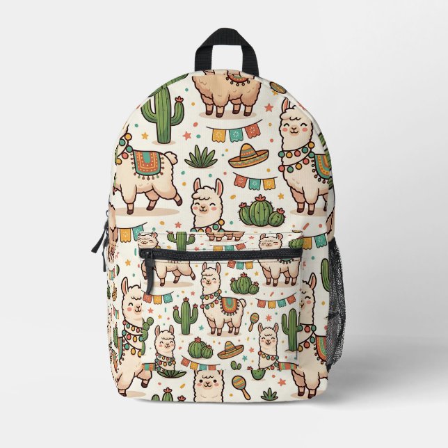 Llama Alpaca Cactus Backpack (Front)
