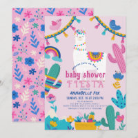 Llama Alpaca Cactus Fiesta Girl Pink Baby Shower