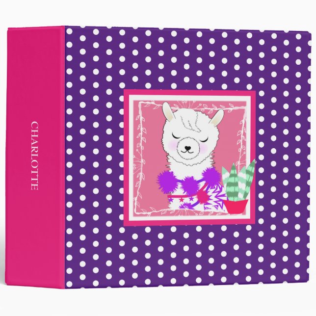 Llama Alpaca Cute Animal Binder (Front/Spine)