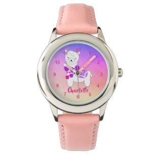 Llama Alpaca Cute Girls Montre Personnalisée