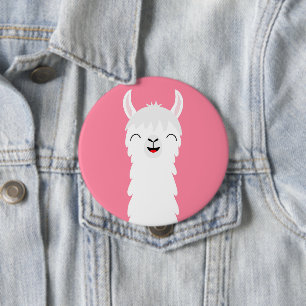 Llama alpaca face 4 inch round button