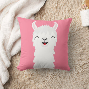 Llama alpaca face throw pillow