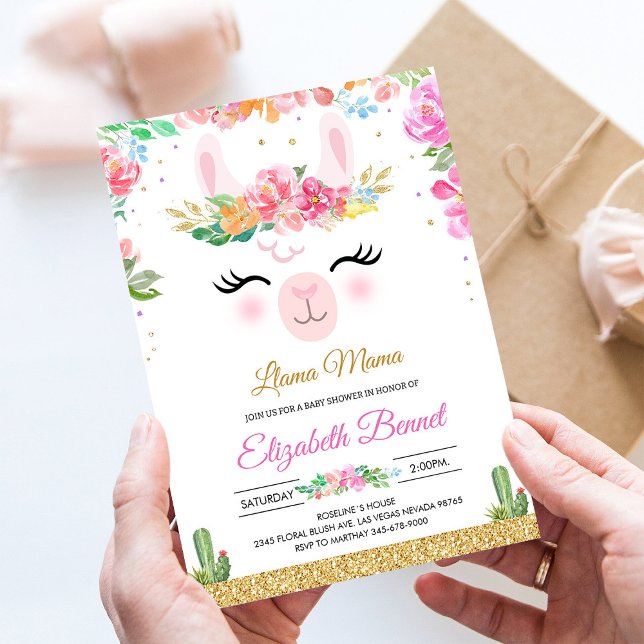 Llama Alpaca Fiesta Cactus Baby Shower Invitation (Creator Uploaded)