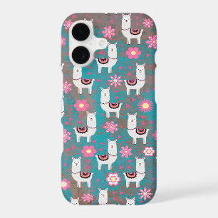 Llama (Alpaca) Floral and Turquoise Grunge