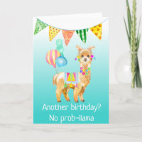 Llama Alpaca Pas de carte d'anniversaire Prob-llam