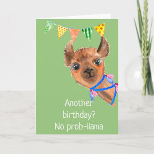 Llama Alpaca Pas de carte d'anniversaire Prob-llam