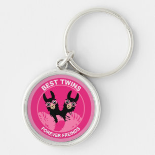 Llama Alpaca Twin Girl Keychain