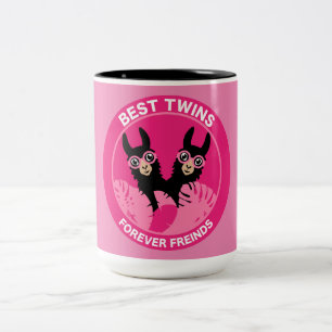 Llama Alpaca Twin Girl Two-Tone Coffee Mug