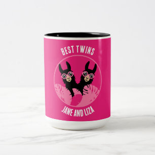 Llama Alpaca Twin Girl Two-Tone Coffee Mug