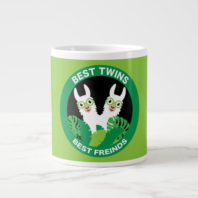 Llama Alpaca Twins Large Coffee Mug (Front)