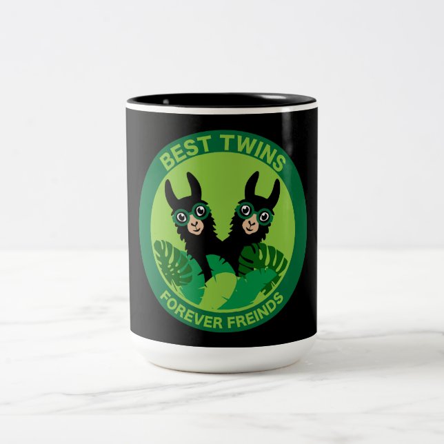 Llama Alpaca Twins Two-Tone Coffee Mug (Center)