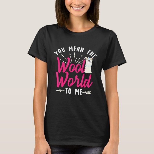 Llama Alpaca Wool World Design T-Shirt (Front)