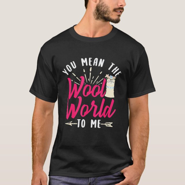 Llama Alpaca Wool World Design T-Shirt (Front)
