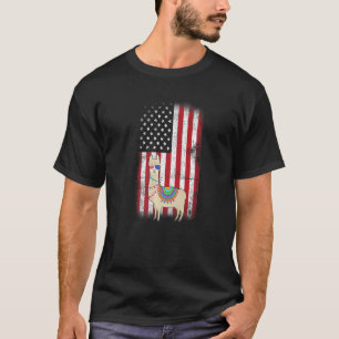Llama American Flag Boys Girls Men Women Fourth Of T-Shirt