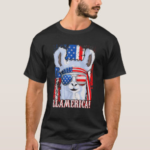 Llama American Flag  Women Girl 4th Of July Llamer T-Shirt