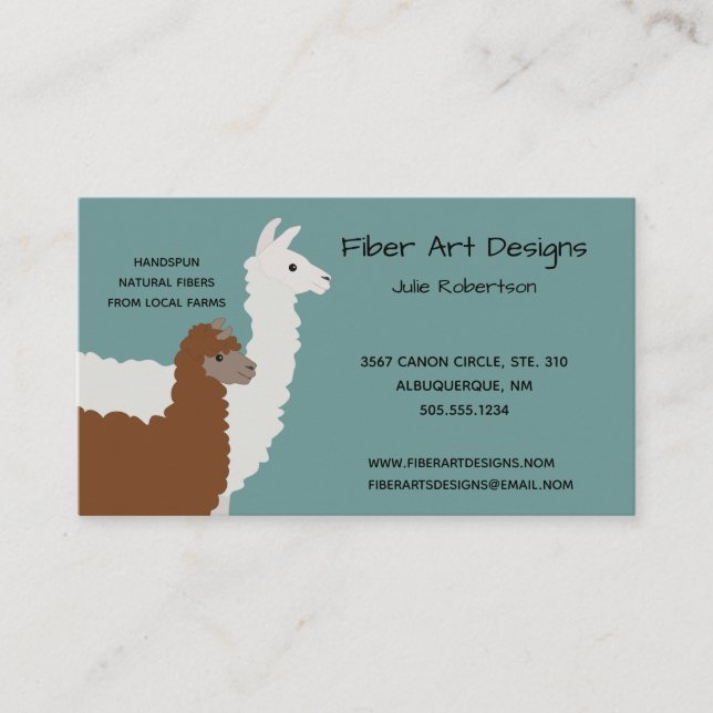 Llama And Alpaca Yarn Two Sided Business Card (Front)