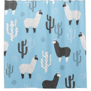 Llama and cactus, cute pattern.