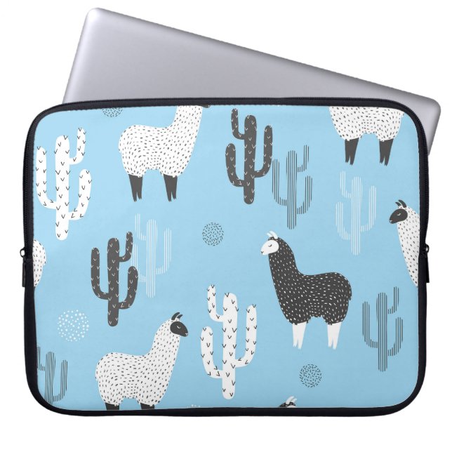 Llama and cactus, cute pattern. laptop sleeve (Front)