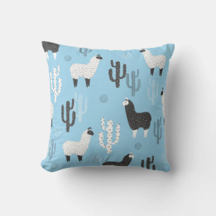 Llama and cactus, cute pattern. throw pillow