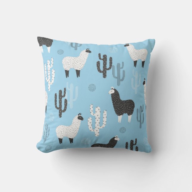 Llama and cactus, cute pattern. throw pillow (Front)