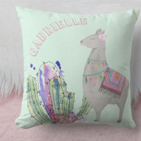 Llama and Cactus Hearts - Pastel Mint Personalized
