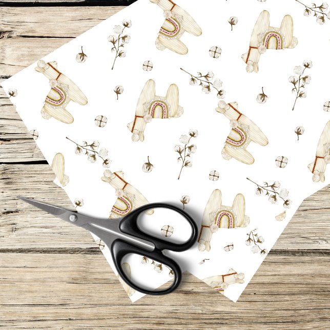 llama and cotton boho design tissue paper (Creator Uploaded)