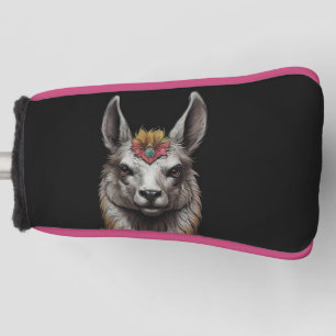 Llama And Flower Portrait, Golf Putter Cover