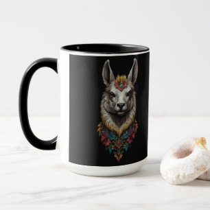 Llama And Flower Portrait, Mug