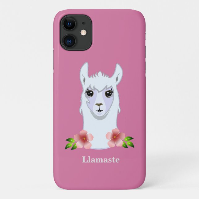 Llama and flowers on rose gold Case-Mate iPhone case (Back)