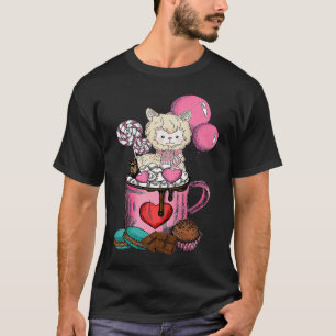 Llama Animal in Coffee Cup Mug Valentine V Day Cu T-Shirt