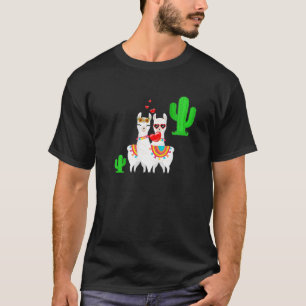 Llama Animal Lover Funny Heart Glasses Llama Valen T-Shirt