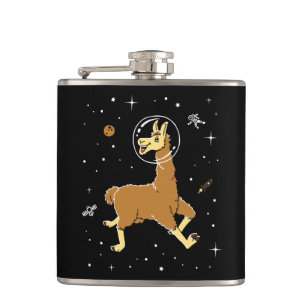 Llama Animals In Space Hip Flask