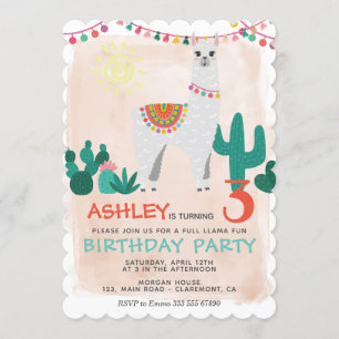 Llama Anniversaire invitation